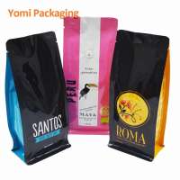 12oz coffee bag doypack / food grade mylar flat bottom coffee zipper bag / foil flat bottom coffee pouch with tin tie