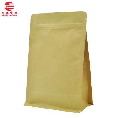 Biodegradable custom printed aluminum foil flat bottom zip lock kraft paper snack food bag